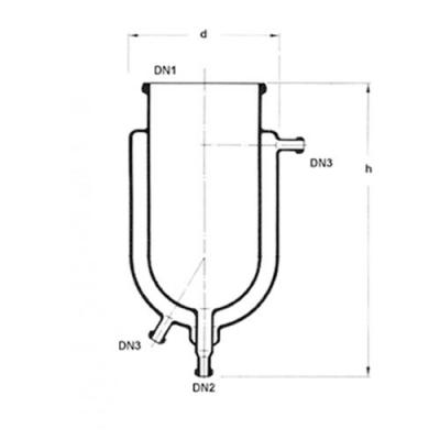 夾套反應(yīng)釜體，帶底部放料口, 10L~100L